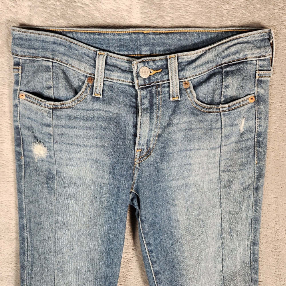 Levi's 721 Jeans Women's W27 Blue High Rise Skinny Medium Wash Distressed - Picture 5 of 14